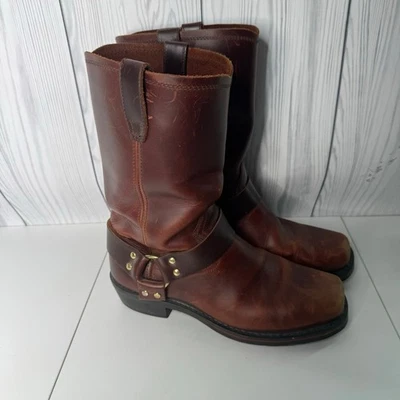 Dingo Marrón Arnés Resistente al Aceite Puntera Cuadrada Tirar de Motocicleta Hombres Botas 10.5D Foto 1 de 4