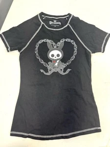 Skelanimals Black Tshirt Chain Heart Bow XS - Picture 1 of 5