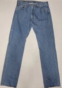 Levis 501 Original Fit Men's Button Fly Jeans Light Wash 34x36 (34x35) - Picture 1 of 19