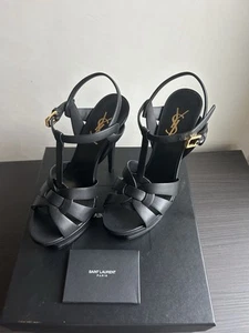 Sandali con plateau SAINT LAURENT Tribute in pelle 105 mm taglia 37,5 - Foto 1 di 3