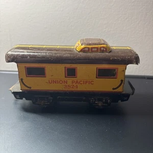 Marx O Train Vintage metal Union Pacific Brown and Yellow 3824 Caboose Trains 3 - Picture 1 of 5