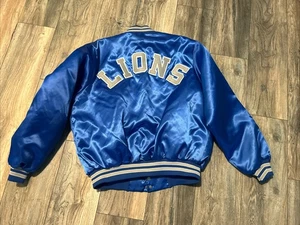 Chaqueta satinada vintage de Detroit Lions línea tiza para hombre’s XL rara años 80’s EE. UU. - Imagen 1 de 20