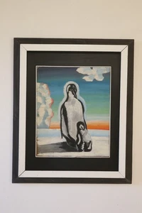 Fausto Repetti Ölgemälde Tafel Futurismus Pinguine 40er 50er Avantgarde - Bild 1 von 24
