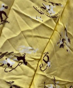 Vaquero Occidental - Tela de seda Shantung de rayón amarillo y marrón - 3 yardas - Imagen 1 de 9