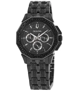 Nuevo reloj para hombre Bulova cristal esfera negra acero inoxidable negro 98C134 - Imagen 1 de 5