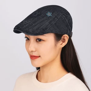 Y2k Star Cowboy Beret Embroidey Painter Hat Casual Forward Hat Outdoor - Picture 1 of 15