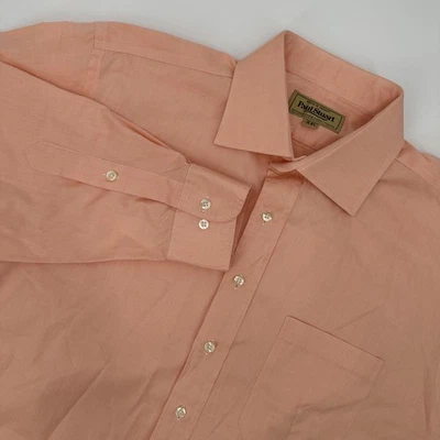 Paul Stuart Shirt Mens 16-34 Peach Dress Button Front Long Sleeve Pocket Solid - Image 1 of 4
