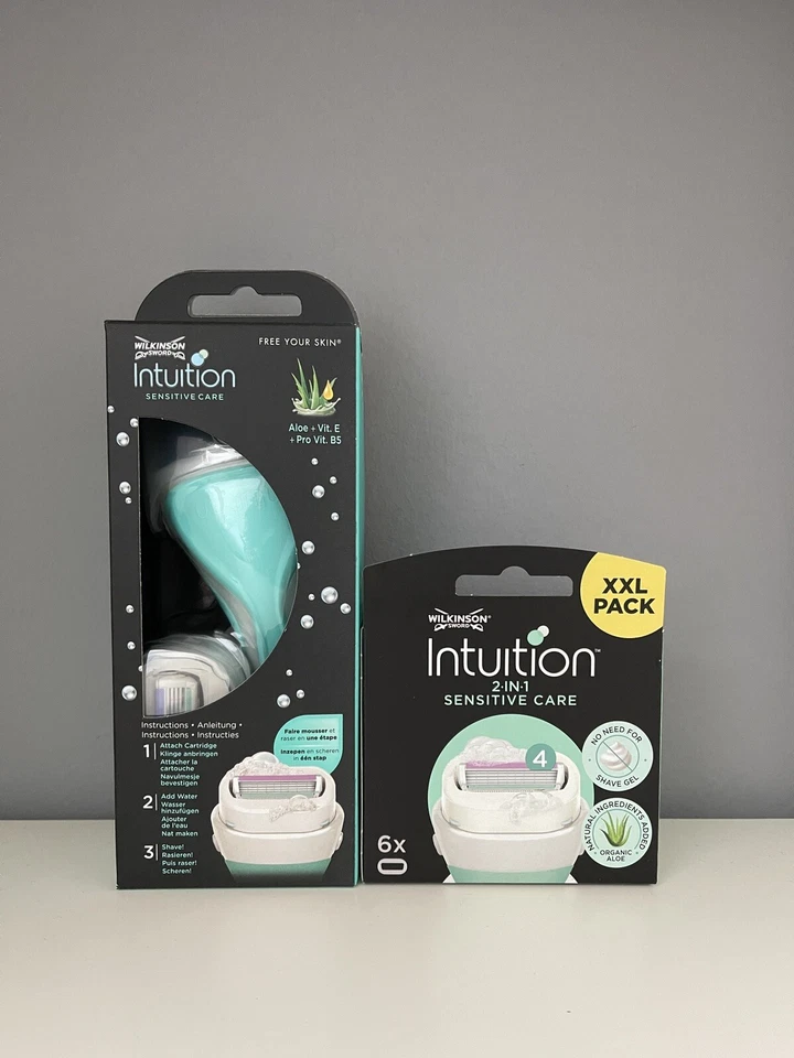 7x Wilkinson Intuition Sensitive Care Rasierklingen +Rasierer Neu/ OVP