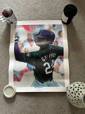 Ken Griffey Jr 1998 Bob Tewksbury Signed Print Poster #122/500 ~ 16x20" Seattle - Image 1 of 4