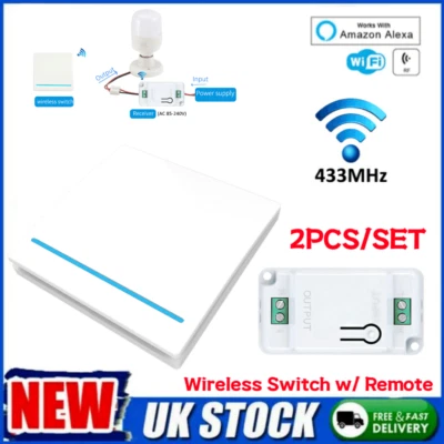 RF Wireless Kinetic Light Switch with Relay Receiver AC 110V 220V 433Mhz Remote - Image 1 of 4