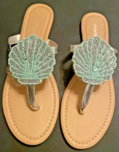 SHOEDAZZLE SANDALIAS PLANAS CON CUENTAS - Para mujer Talla 9 - ¡NUEVAS! - Imagen 1 de 4