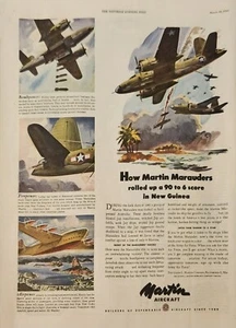 1944 Martin Aircraft Builders dependable Vintage Ad Martin Marauders New Guinea - Picture 1 of 1