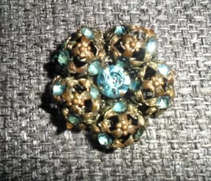 Vintage Filigree Brooch with Pale Blue Glass Stones - Picture 1 of 3