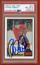 1987-88 O-Pee-Chee 227 Claude Lemieux Signed Rookie Card 8 OPC PSA Auto 10 RC