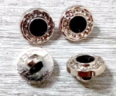 Negro Redondo Imitación Oro Botones Costura Aleación 1/2 Pulgada 4 piezas Set Nuevo Foto 1 de 2