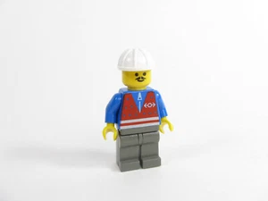 LEGO Tren Empleado Ferrocarril Camisa Azul Chaleco Rojo Casco Blanco 3225 4541 #trn055 - Imagen 1 de 2