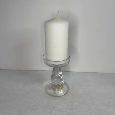 Clear Glass Pillar Candle Holder Centerpiece Candle Not Included 3x5.5” - Image 1 of 4