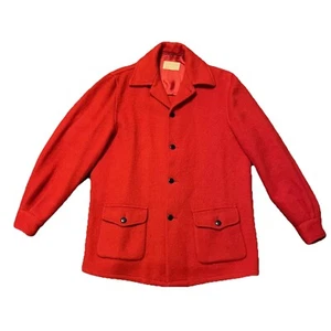 Vintage Hudson Bay Womens Blanket Coat Jacket Sz Medium 100% Wool Red - Picture 1 of 23