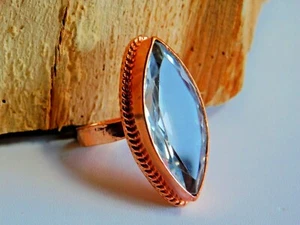 Designer Copper Women's Ring With Marquise Hydro Clear Quartz Stone Ring US"9 - Picture 1 of 6