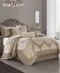 Stratford Therese Damask 7-Pc. Comforter Set, California King-Beige T4104012 - Picture 1 of 17