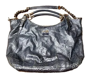 COACH Madison Embossed Leather Python Shoulder Bag Style#: 16349 Blue - Picture 1 of 24