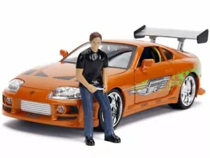 JADA 1:18 Diecast - FAST & FURIOUS Brian's Orange Toyota Supra + Figure + Lights - Picture 1 of 9