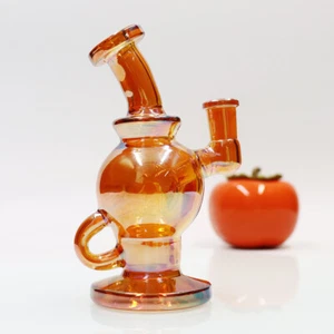 5" Glas Rauchen Wasserpfeifen Perc Bong Joint 9mm Bernstein Mini Silber Rauch Shisha - Bild 1 von 9