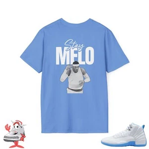 Matching Shirt For Air Jordan Retro 12 Melo White University Blue Sneaker Match  - Picture 1 of 17