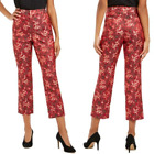 NWOT INC Dragon metallic print jacquard cropped pants, Red, Size 14