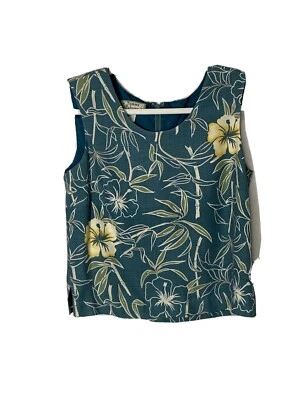 Топ Tommy Bahama женский бирюзово-зеленый шелковый с тропическим цветочным принтом без рукавов размер S - Изображение 1 из 4