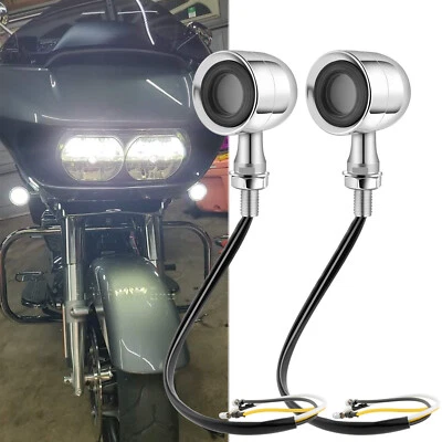 Luz de señal de giro LED de bala cromada para motocicleta intermitente ámbar para Harley Davidson Foto 1 de 4