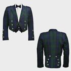 Highland Scottish Tartan Black Watch Prince Charlie Jacket Coat With Vest FREE