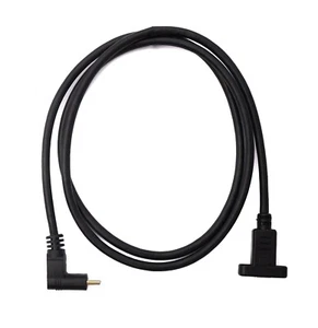 USB 3.1 Cable 100 CM Type C Plug To Socket Screw Angle Adapter Black - Picture 1 of 6