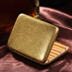 Vintage Solid Brass Copper Cigarette Case Holder Box Collectable Xmas Men Gift - Picture 1 of 5