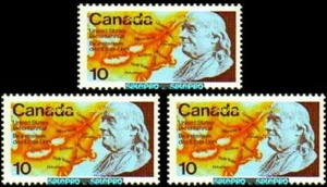 3x CANADA 1976 BENJAMIN FRANKLIN CENTENNIAL MINT FV FACE 30 CENT MNH STAMP LOT - Picture 1 of 2