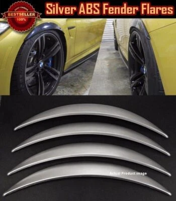 Extensión de llamaradas de guardabarros de carrocería ancha difusor de 1" plateado brillante de 4 piezas para Nissan Foto 1 de 2