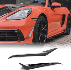 Se adapta a Porsche 718 Boxster Cayman 982 Parachoques delantero Splitter Canards Fin Dry Carbon - Imagen 1 de 16