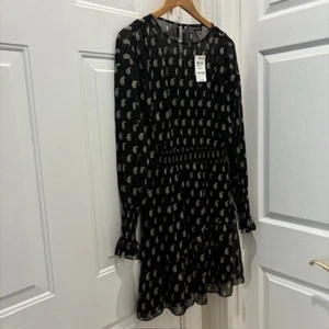 INC International Concepts Pierretta Paisley Black Gold Long Sleeve Dress Size S - Picture 1 of 6