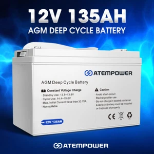 Atem Power 135Ah 12V AGM Deep Cycle Battery Portable 4WD Sealed Marine Solar SLA - Picture 1 of 11