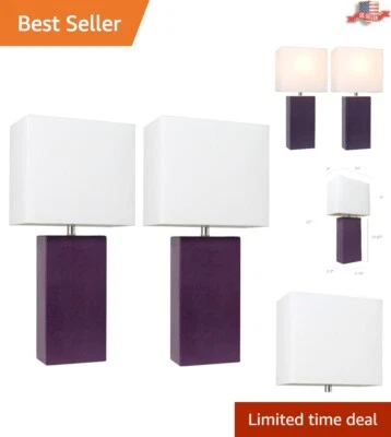 Chic Pack de 2 Lámparas de Mesa Berenjena y Blanco - Control Táctil para Hogares Modernos Foto 1 de 4