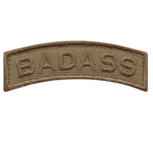 badass shoulder tab coyote tan embroidered morale tactical badge fastener patch - Picture 1 of 2