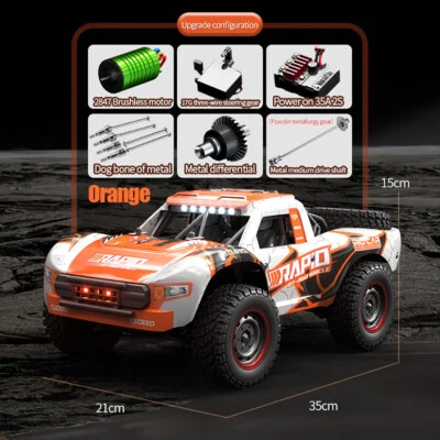Q130 1:14 70KM/H 4WD RC Car Light Brushless Motor Remote Control Car Drift Truck - Image 1 of 4