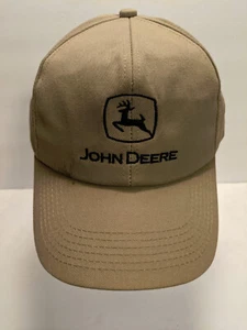 John Deere Baseball Cap Hat Tan Black Letters NWOT - Picture 1 of 4