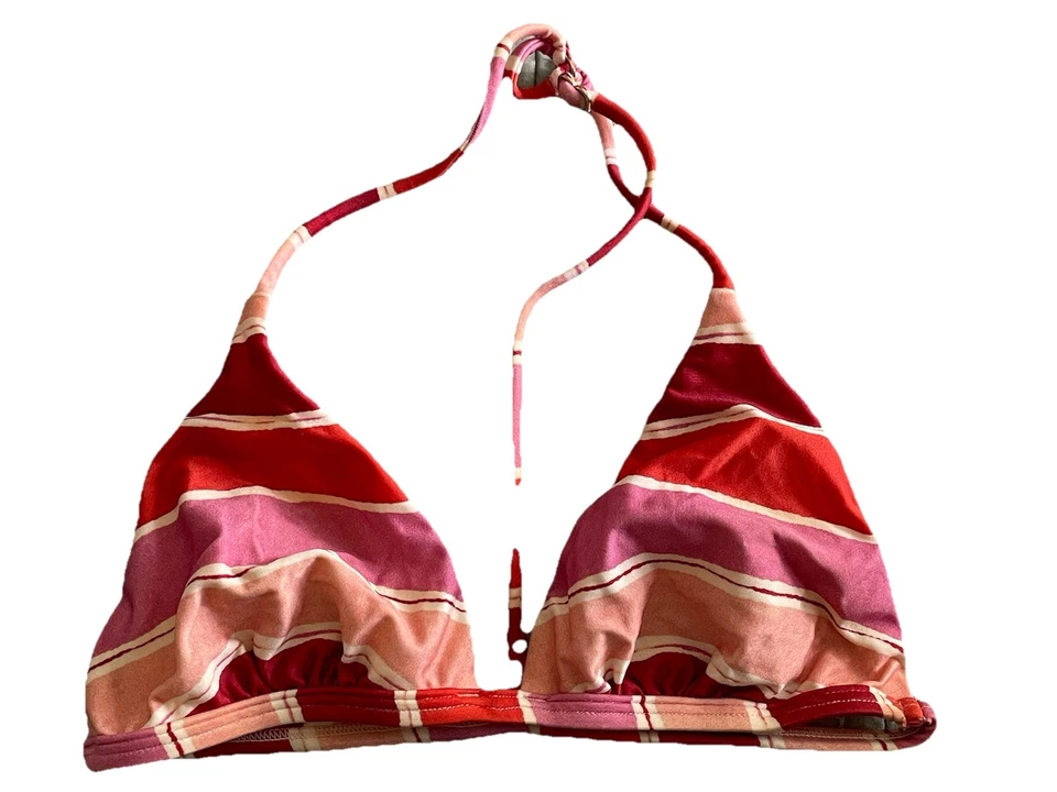 Traje de baño ViX de Paula Hermanny a rayas espalda en T bikini top talla pequeña rojo rosa blanco Foto 1 de 4