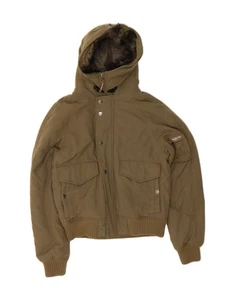 WOOLRICH Mens Hooded Padded Bomber Jacket UK 34 XS Khaki Nylon DO64 - Picture 1 of 3