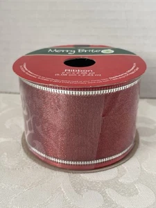 Merry Brite Weihnachten ROT Drahtkante Band 2" x 2,66 Yards Urlaub Neu - Bild 1 von 2