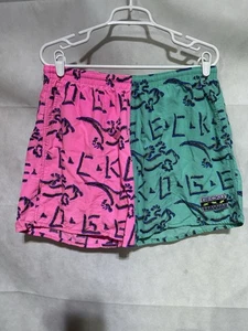 Vintage Wild Gecko Hawaii Swim Shorts Size XL Retro Swim Trunks Colorblock Neon - Picture 1 of 5