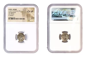 Gaul Aedui, AR Quinarius Silver Coin, Mid 1st Century BC, Ch VF, NGC Certified - Picture 1 of 7