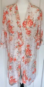 Ladies Size 8 New Look Orange/Ivory Floral 3/4 Sleeve Beach Cover Up/Jacket - Picture 1 of 7