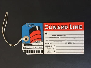 GB CUNARD LINE GEPÄCKETIKETT ZUM BINDEN MIT SCHNUR NICHT BENUTZT - Bild 1 von 2